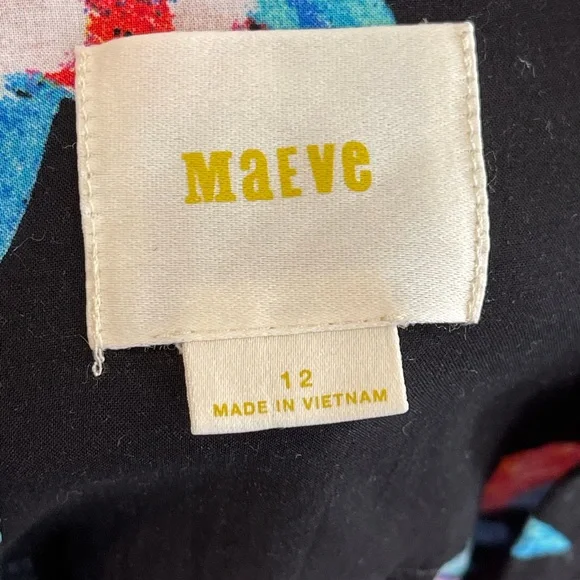 Anthropologie Maeve 12 Black Floral Blouse - Picture 3 of 7